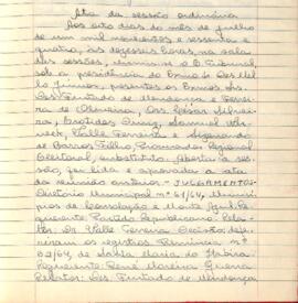 Ata da Sessão Ordinária do Tribunal Regional Eleitoral de Minas Gerais, realizada em 08/07/1964