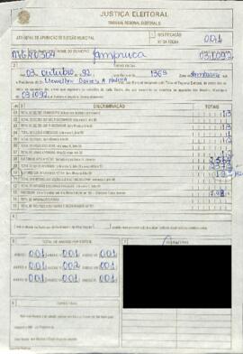 Termo Inicial de Apuração das Eleições Municipais de 1992 do Município de Jampruca